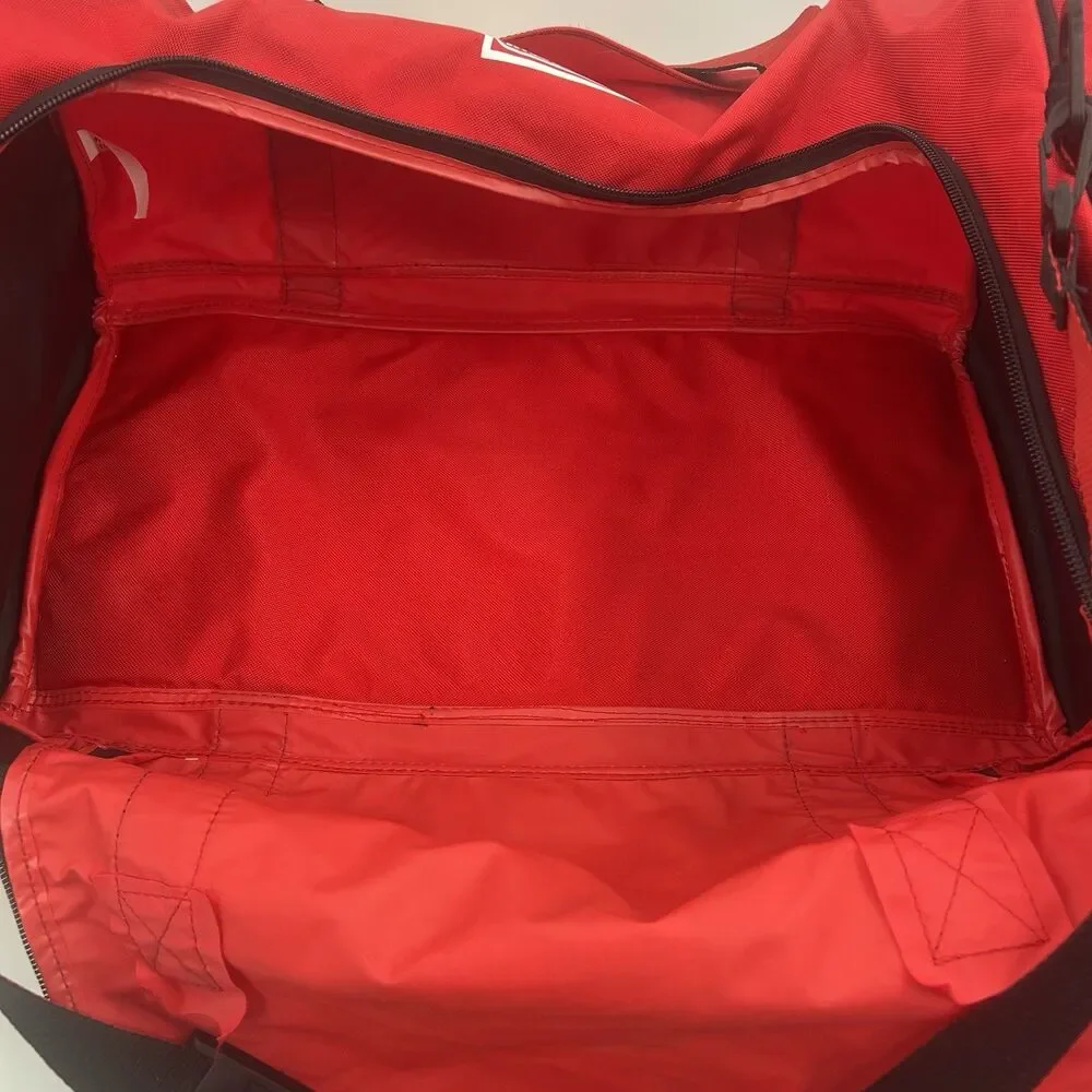 Marlboro Adventure Team Red Black Yellow Duffle Bag Pockets Adjustable Strap VTG